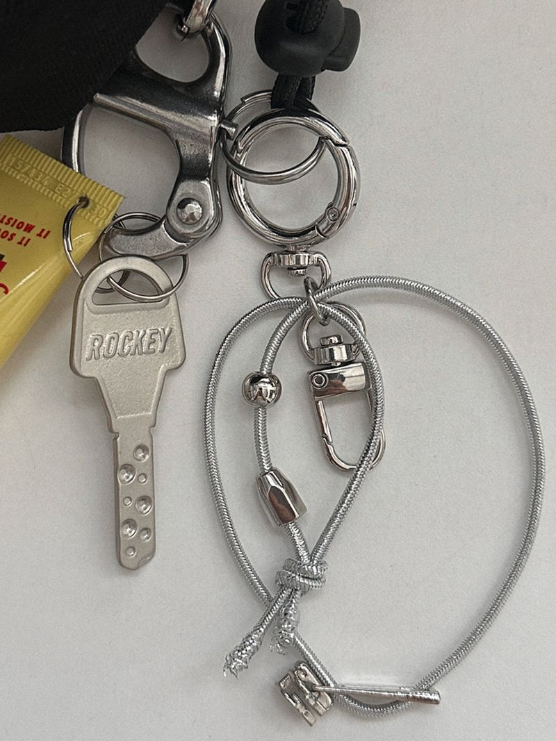 Double Cross Logo Zipper Keyring_Silver