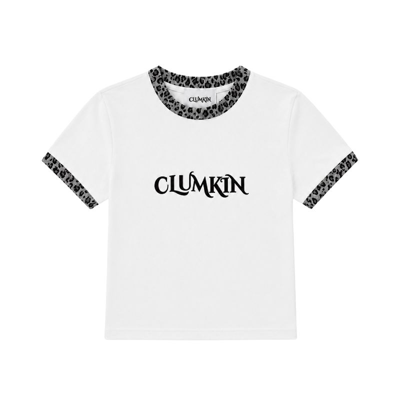 CLUMKIN（クラムキン）の「レオパードリンガーTシャツ(WHITE/GRAY) [WOMEN]（トップス）」