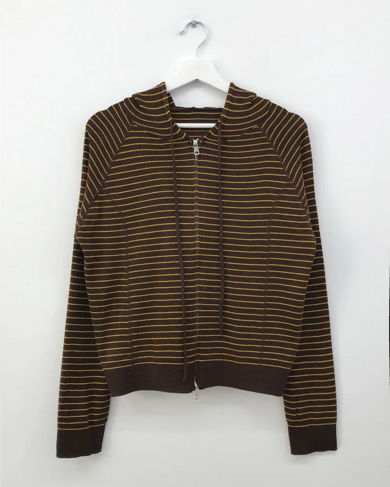 Bobby Striped Knit Zip-Up Hoodie (7color)