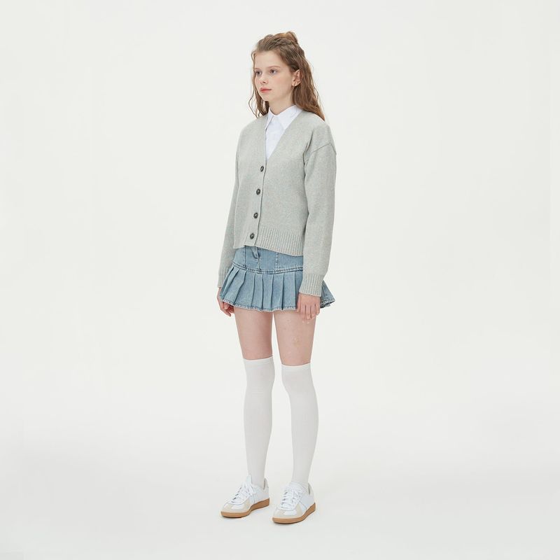 BLONDNINE（ブロンドナイン）の「WOOL CROP KNIT CARDIGAN_MINT（）」