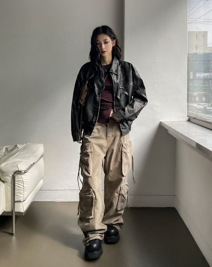 Camp Big Pocket Strap Washed Cargo Pants