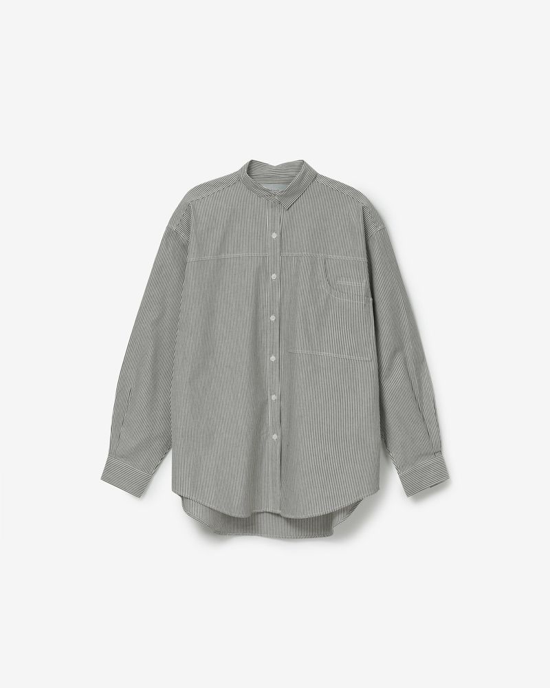 AIMOFF（アイムオフ）の「Oxpord drop tie shirts [stripe BLACK]（Tops）」