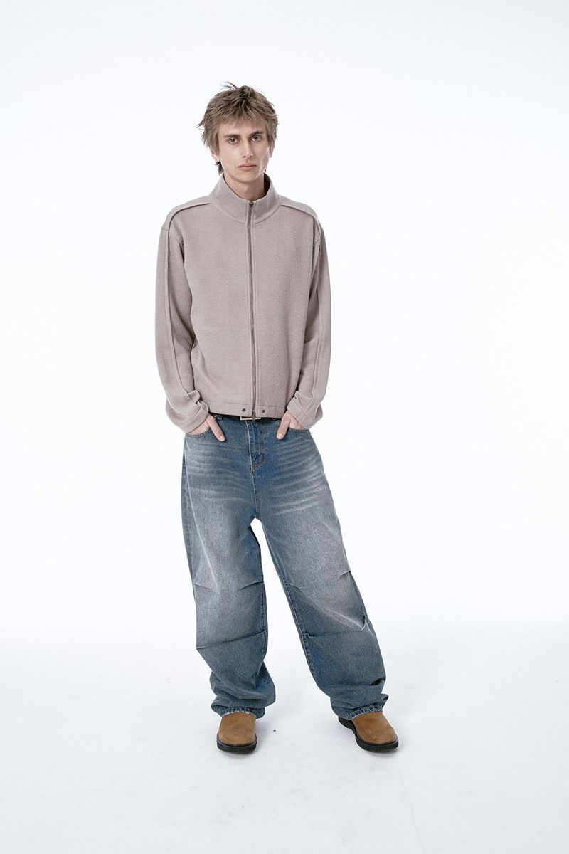 (BASE) TUCK DENIM PANTS (BLUE)