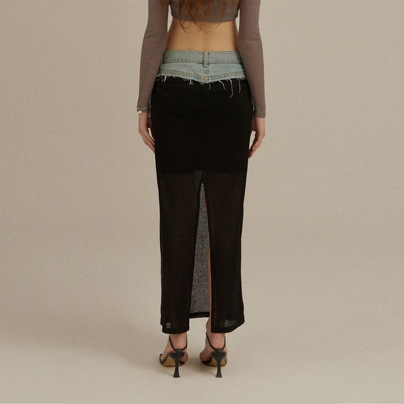 Upcycling Denim Knit Skirt