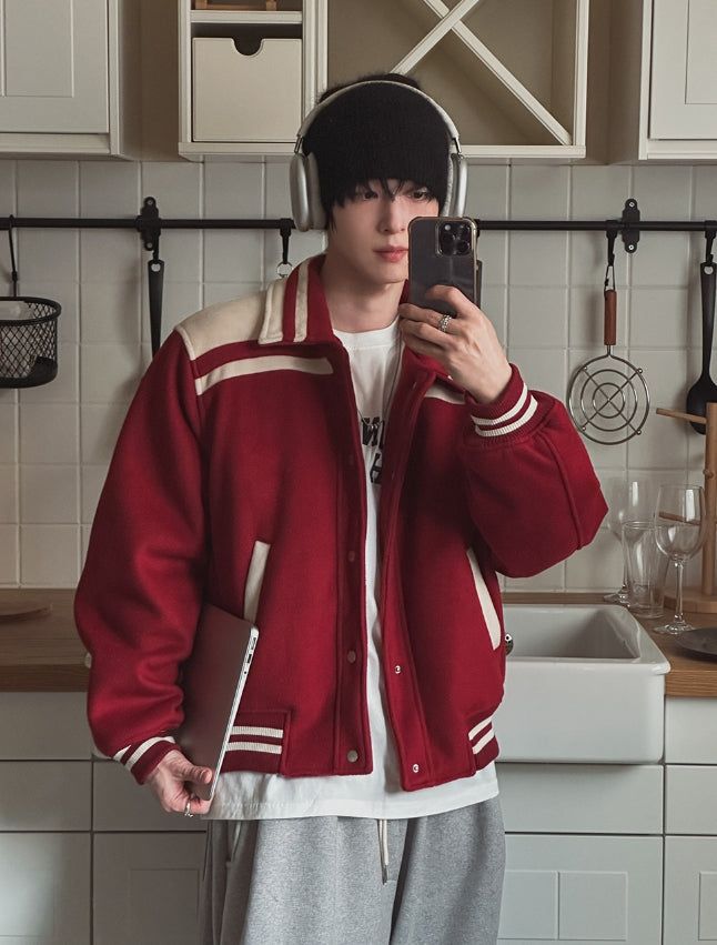 Port Color Matching Varsity Jacket