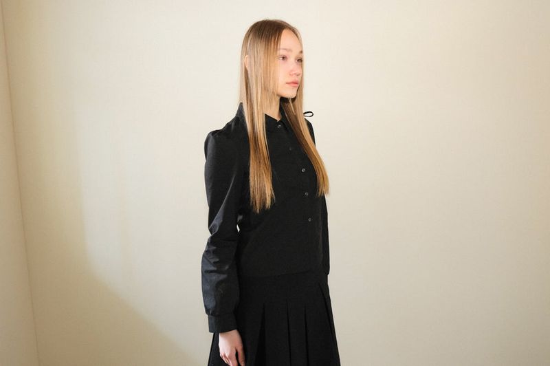 Pleated midi skirt _(Emerald Heart)*Black