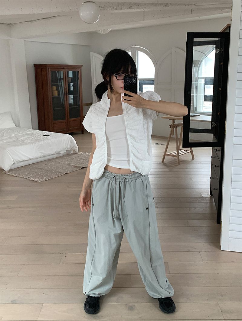 NYLON BIJO SNAP BUTTON PANTS (4C)