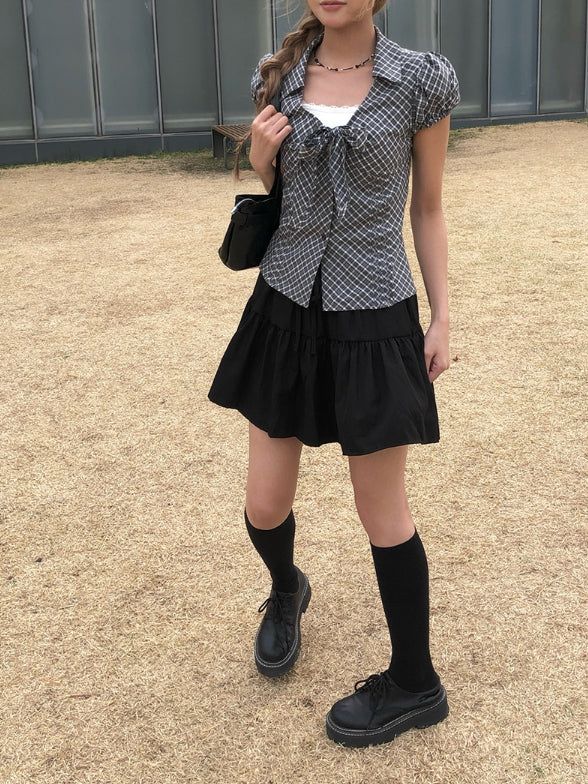 Mien Tiered Banding Mini Skirt