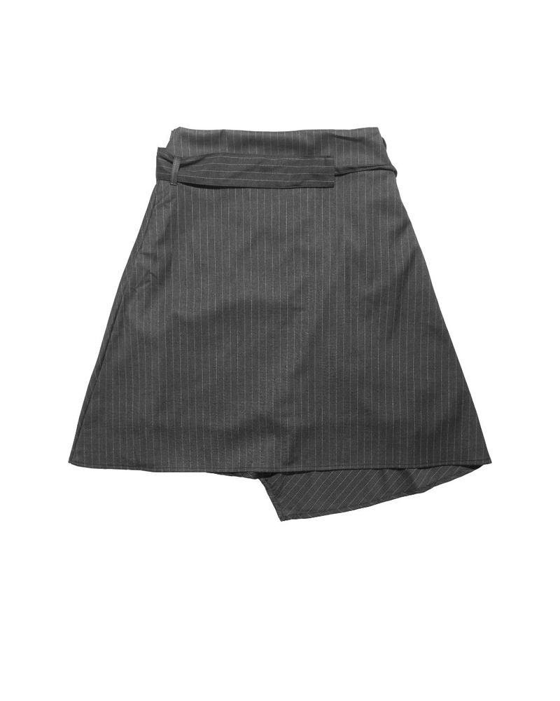  BELTED UNBAL STRIPE SKIRT