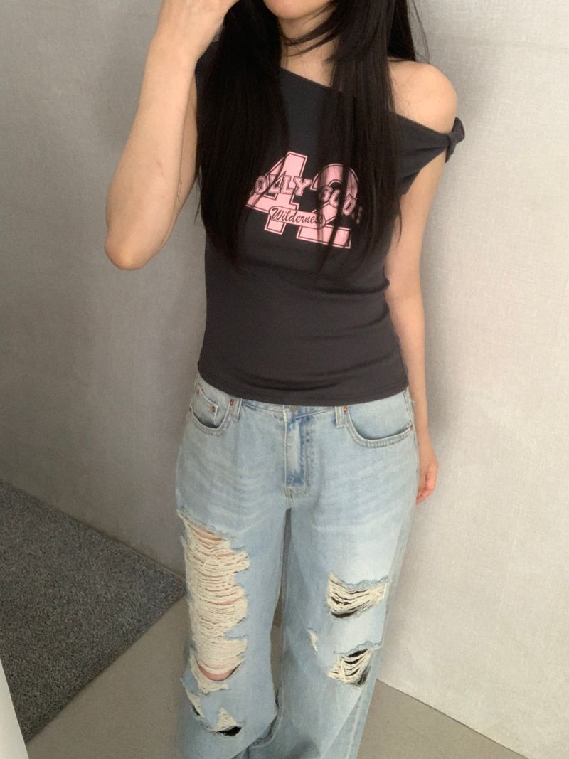 Brandon Distressed Wide-Leg Pants