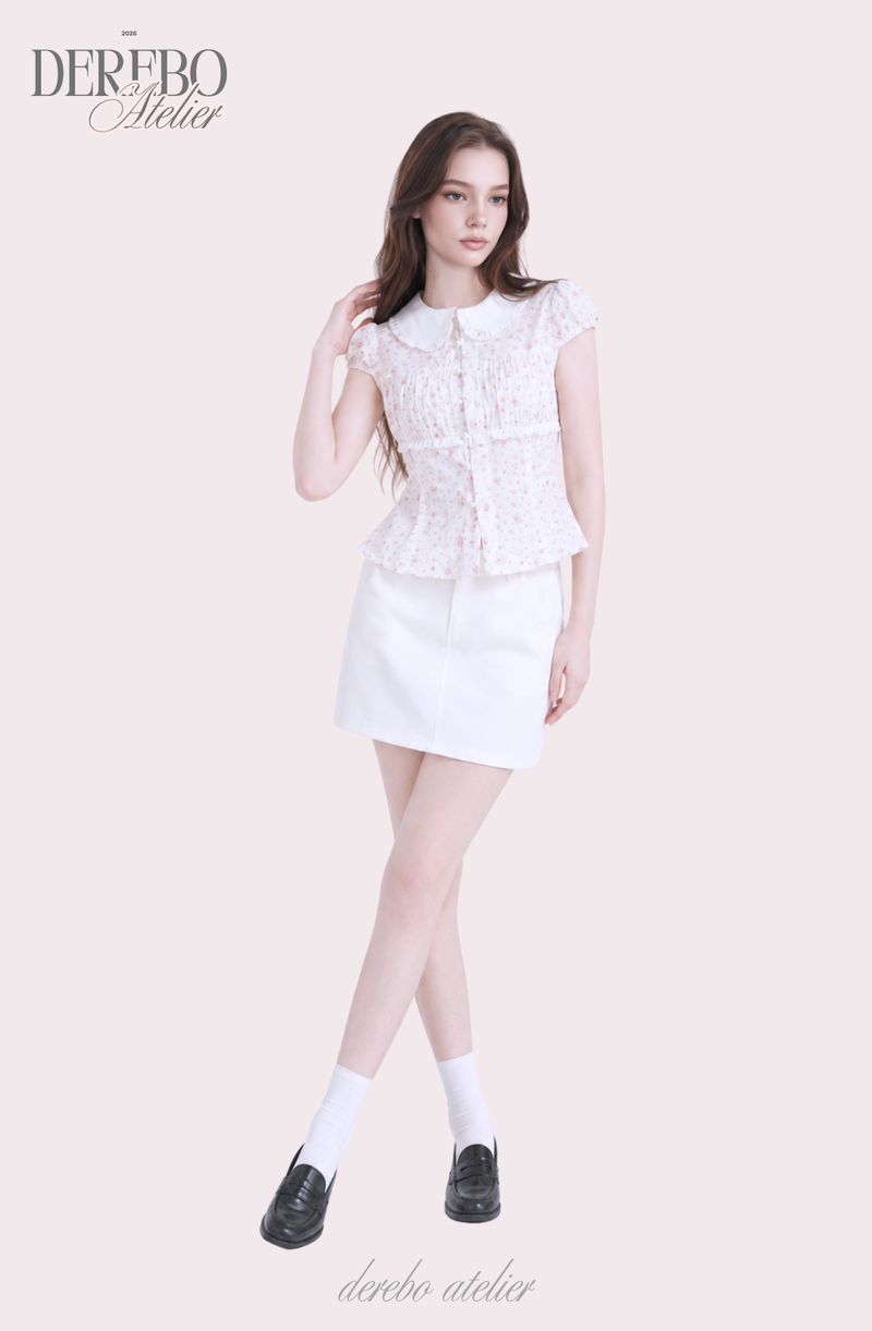 Peter Pan Floral Short-Sleeve Blouse