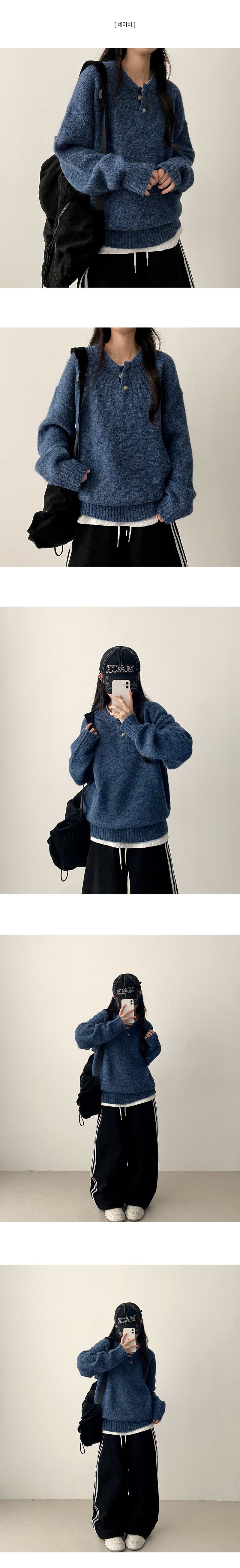 Dove Dotom Henry Neck Snap Round Knit