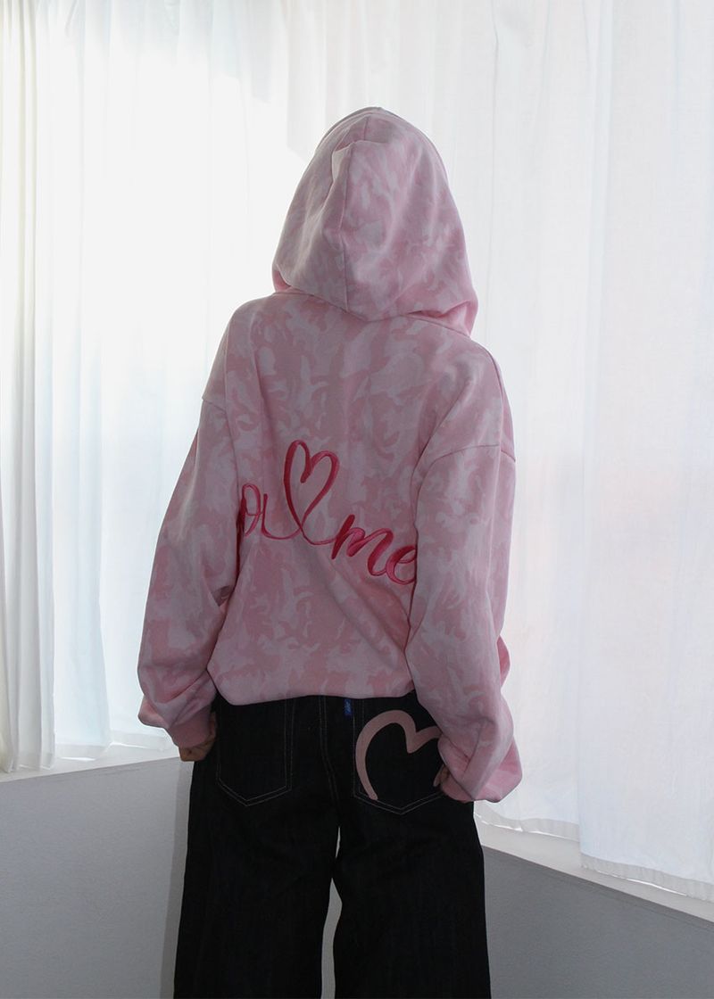 PINK HEART WIDE DENIM