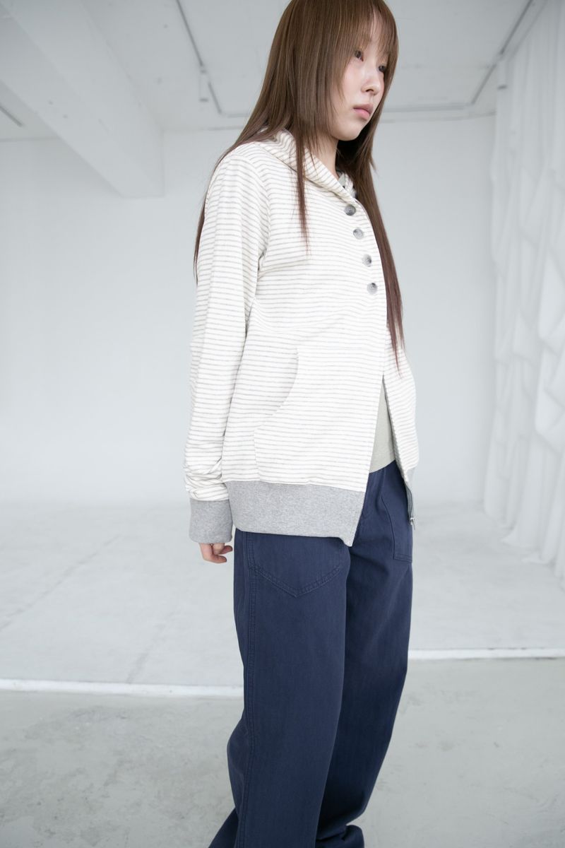 button twoway stripe hood zip-up(2colors)