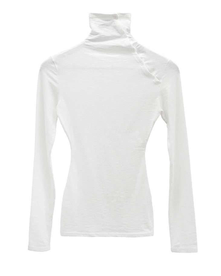 Open Button Slim Turtleneck