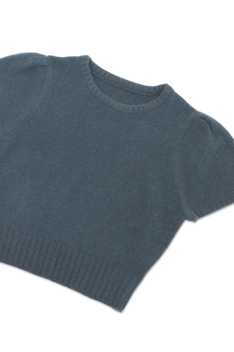 Puff raccoon half knit_dusty blue
