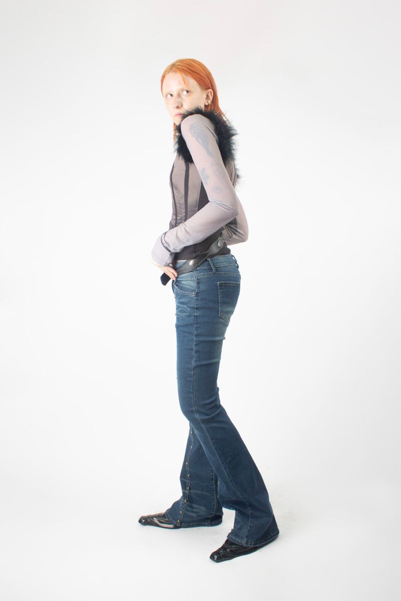 Stud Boots Cut Denim