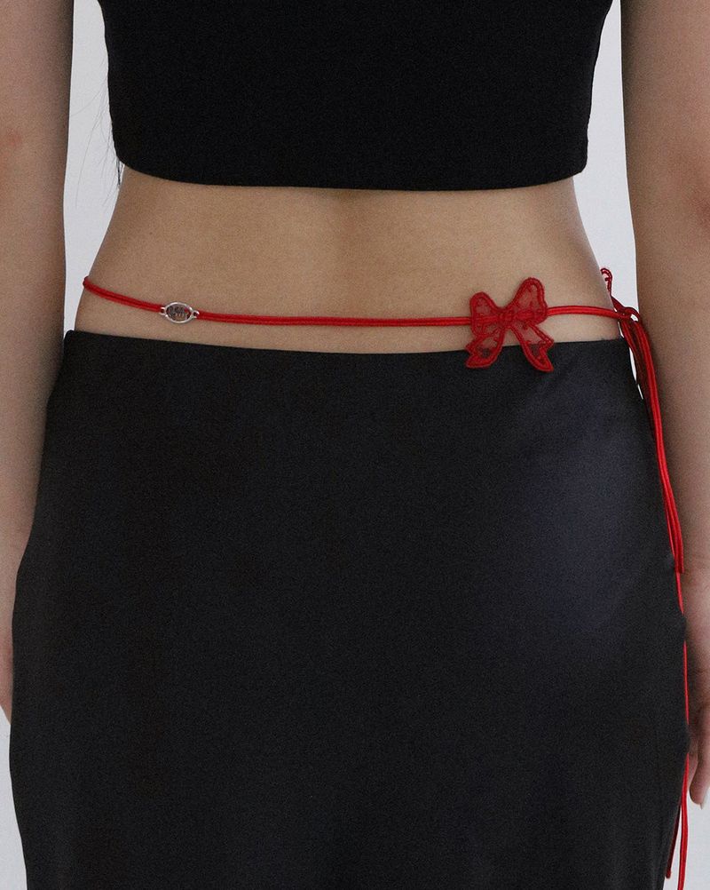 [MADE] Capsule02 Needle Work Ribbon Belt Strap _ Red