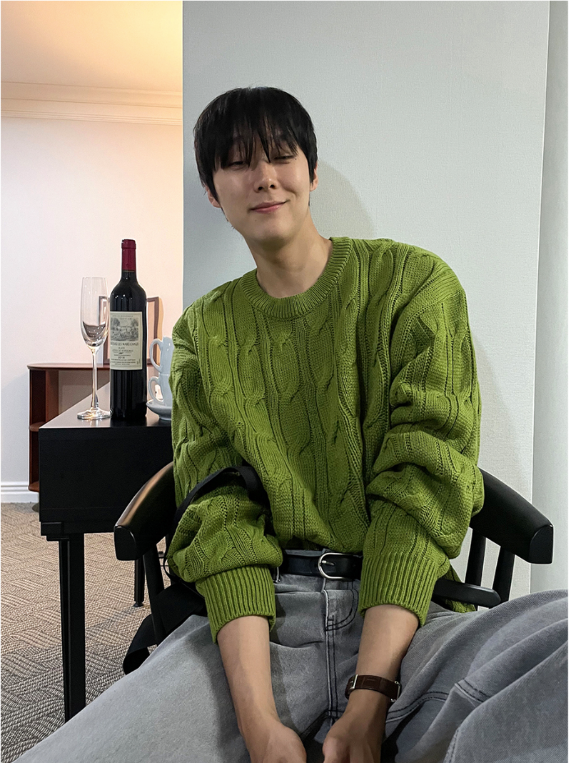 cable cosyharu semi-over knit