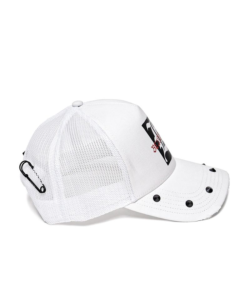 BBD Graphic B Logo Stud Trucker Mesh Cap (White)