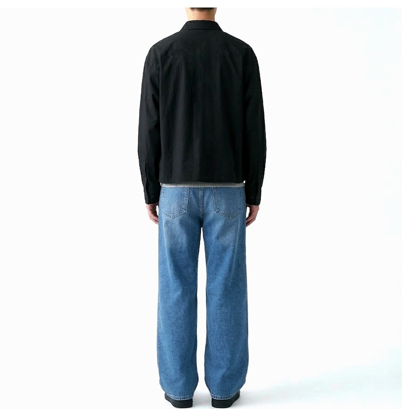Overfit Stretch Crop Shirt Black