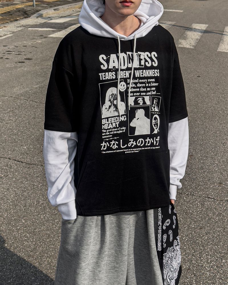 Sad Layered Oversized Hoodie