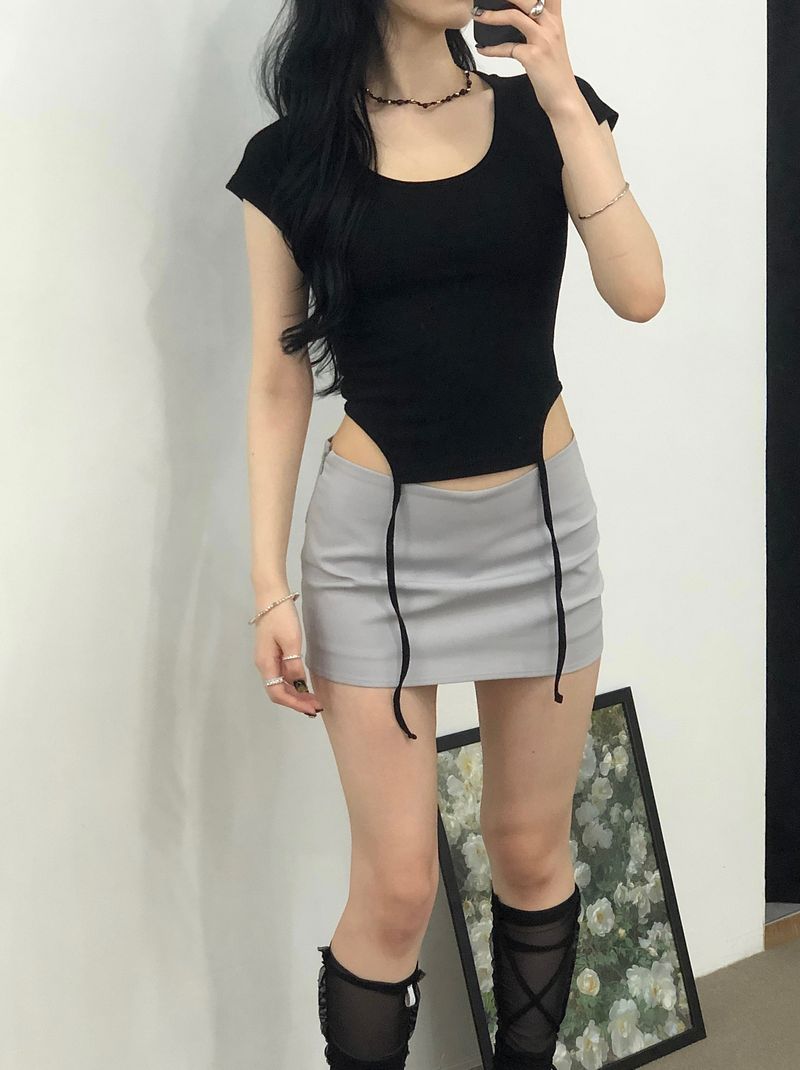 Pintuck Mini Satin Skirt