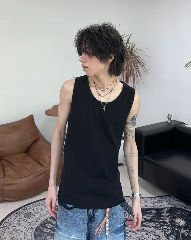 SATIIIZ(サティーズ)の「Redin Damage Ribbed Sleeveless(Tops)」