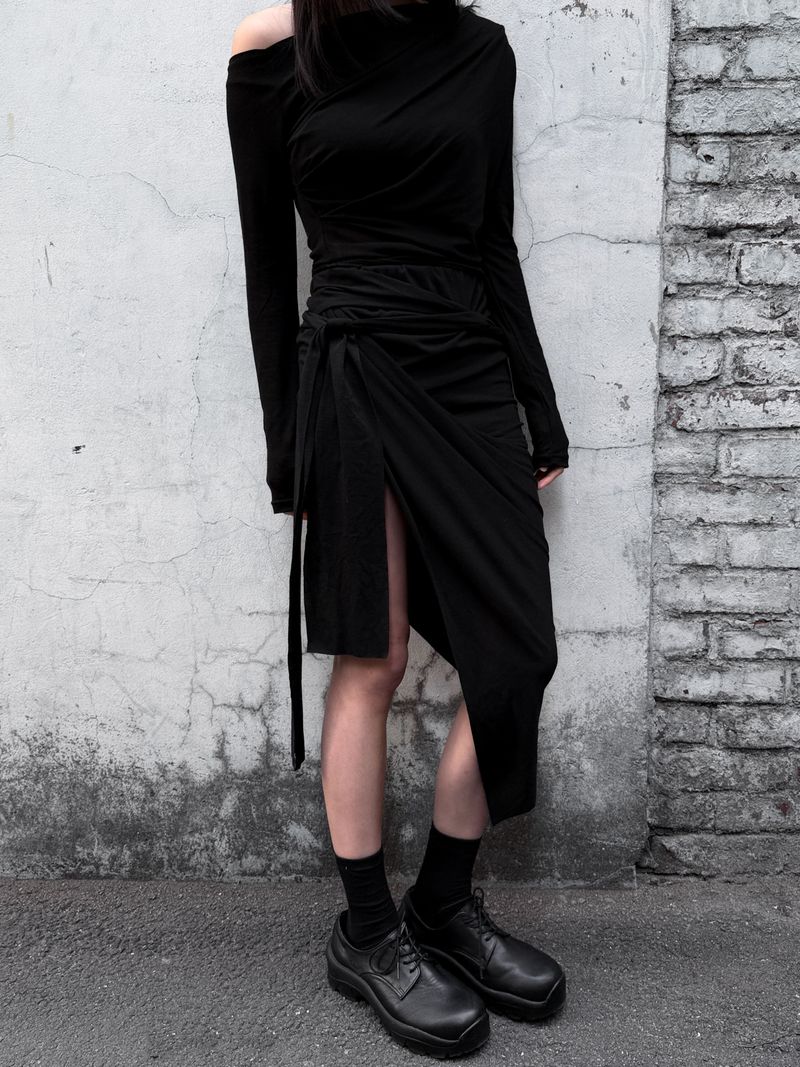 UNBAL LAYERED DRAPE SKIRT