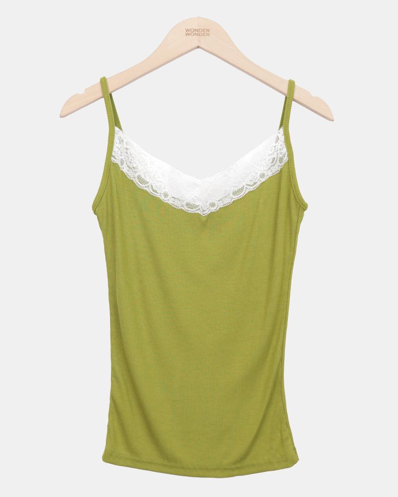 Curren Lace Ribbed Sleeveless Top
