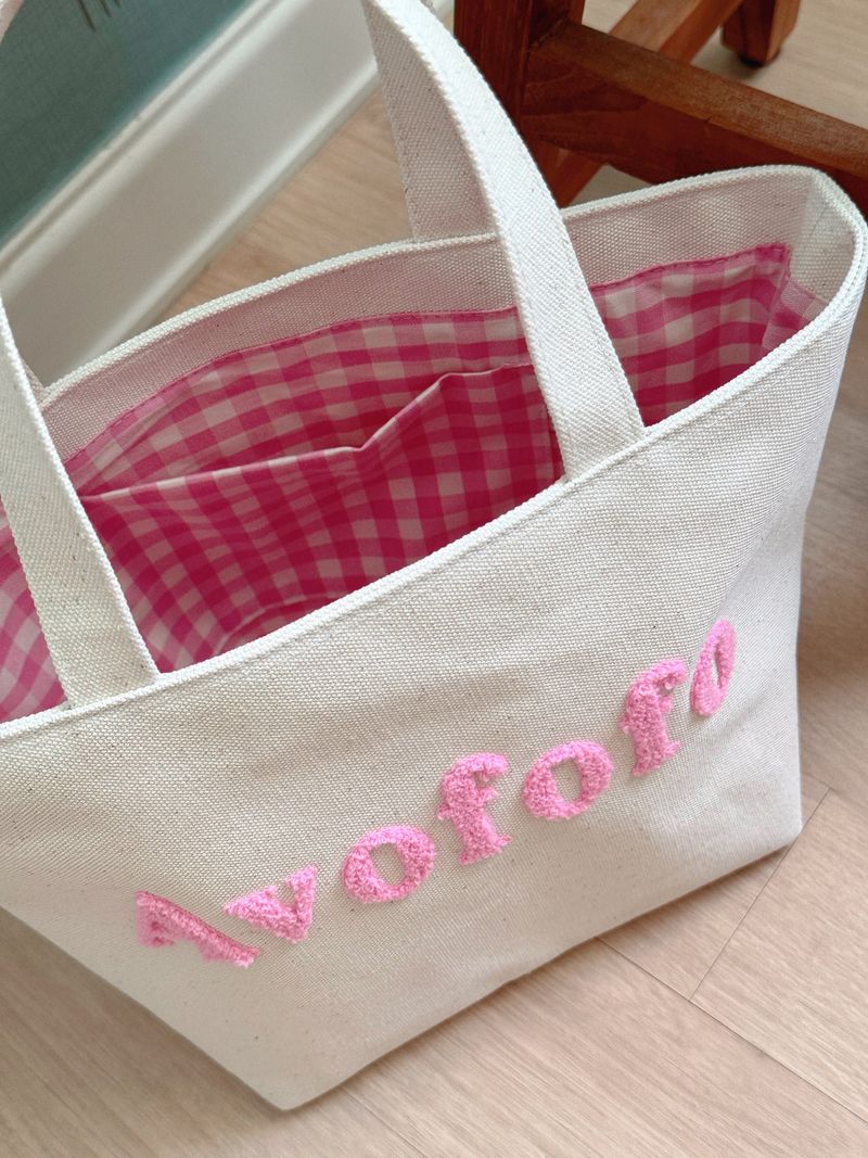 Signature canvas check tote bag
