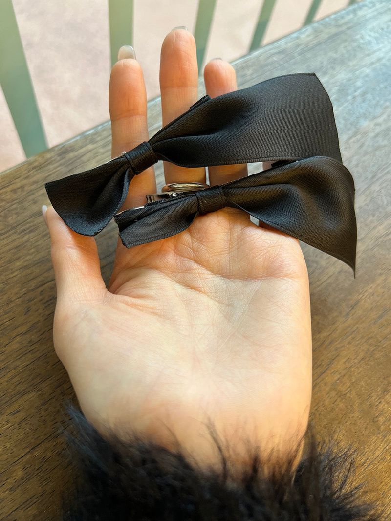 Black ribbon tie hair pin (2set)