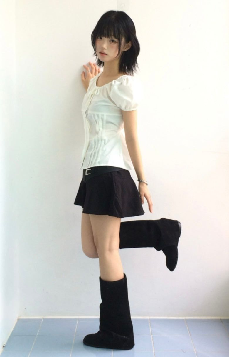 Hazel unbalanced checkered skirt