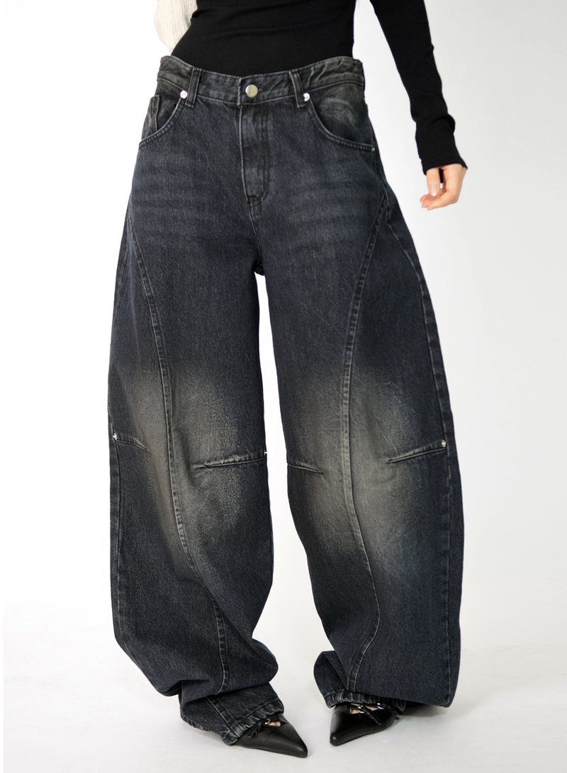 devil black over denim pants