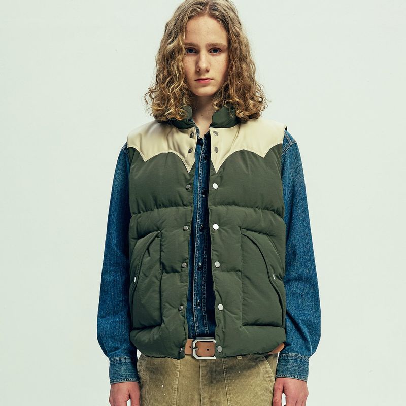 70s wyo padded ski vest olive khaki