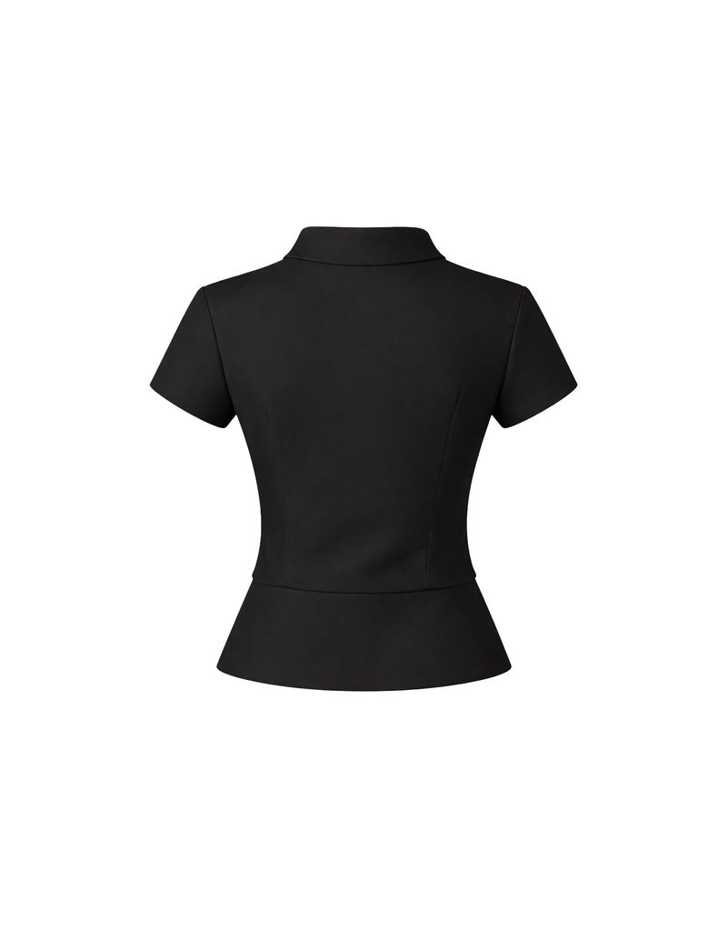 ルネハイネックライボタンスリムブラウス Black