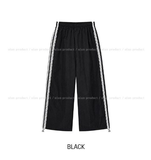 Ruffy Lace Track Nylon Pants