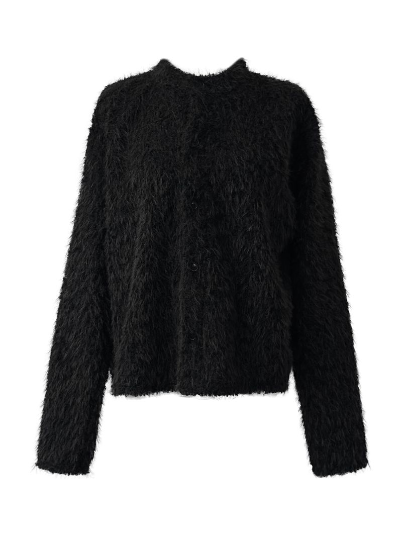 fuzzy airy round knit cardigan (2color)