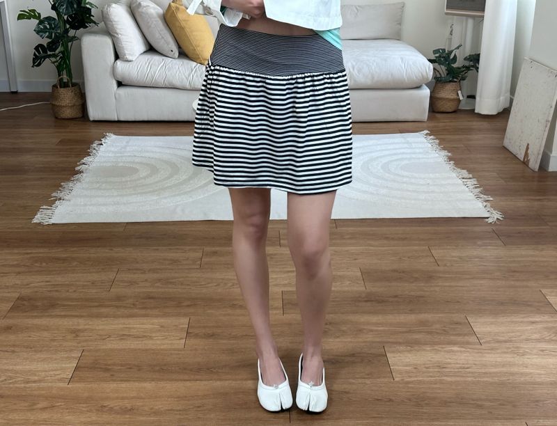 stripe flare mini skirt