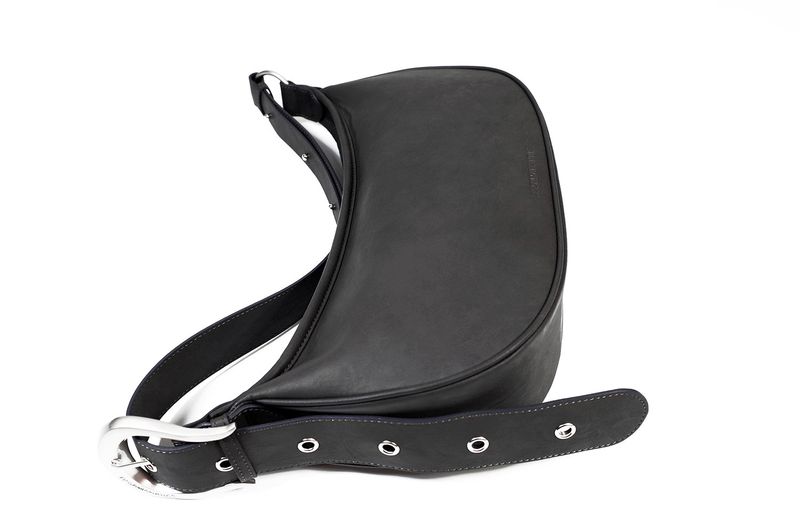 H-Buckle Soft Leather Hobo Bag (gray)