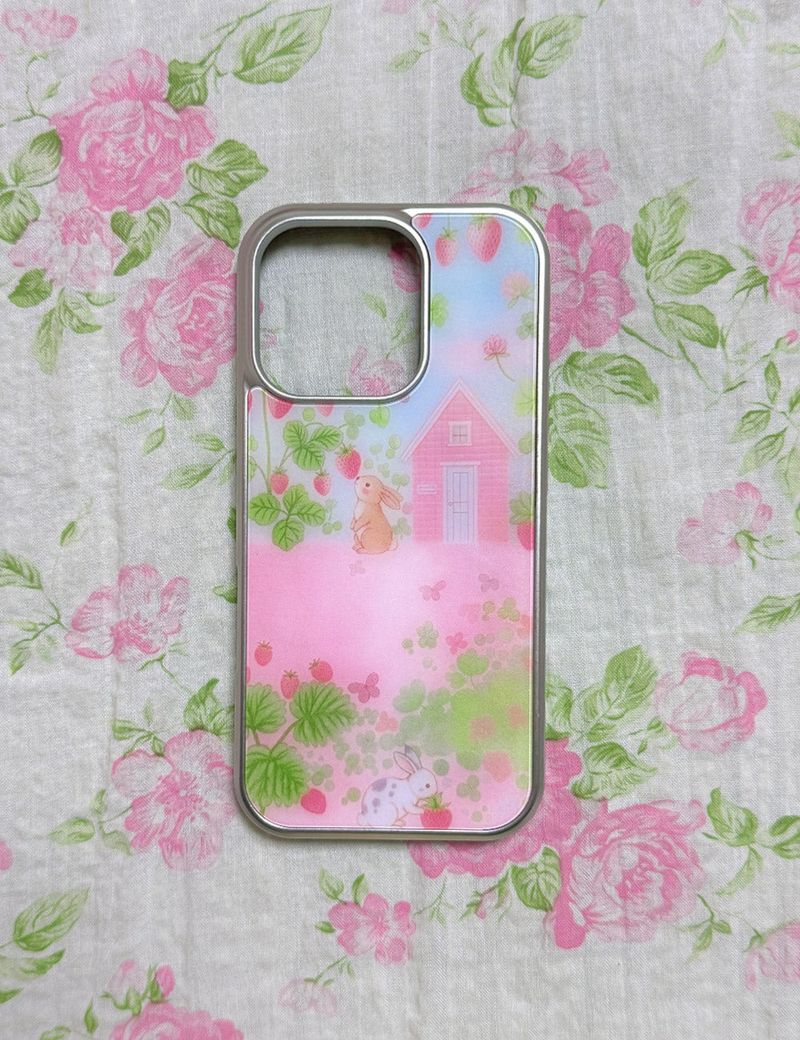 ziment(ジメント)の「【MADE】ピンクベリーガーデンシルバー バンパー ケース(スマホグッズ/小物)」