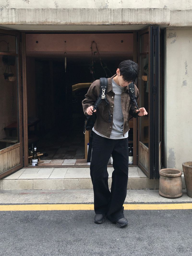 Bones black embo flare denim pants