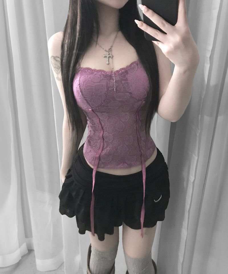 ローズ レース コルセット トップ(4colors)