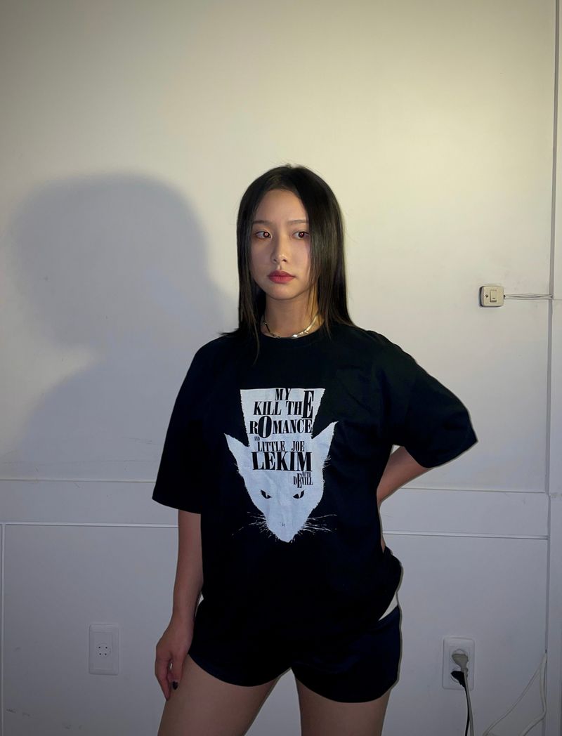 LEKIM DEVILL CAT T-SHIRT PIGMENT BLACK