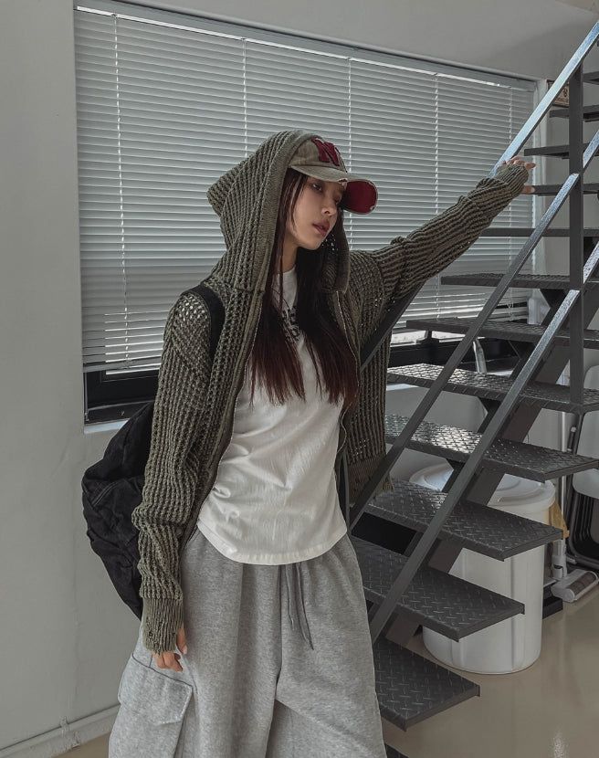 ON Dying Damage Mesh Hood Zip Up
