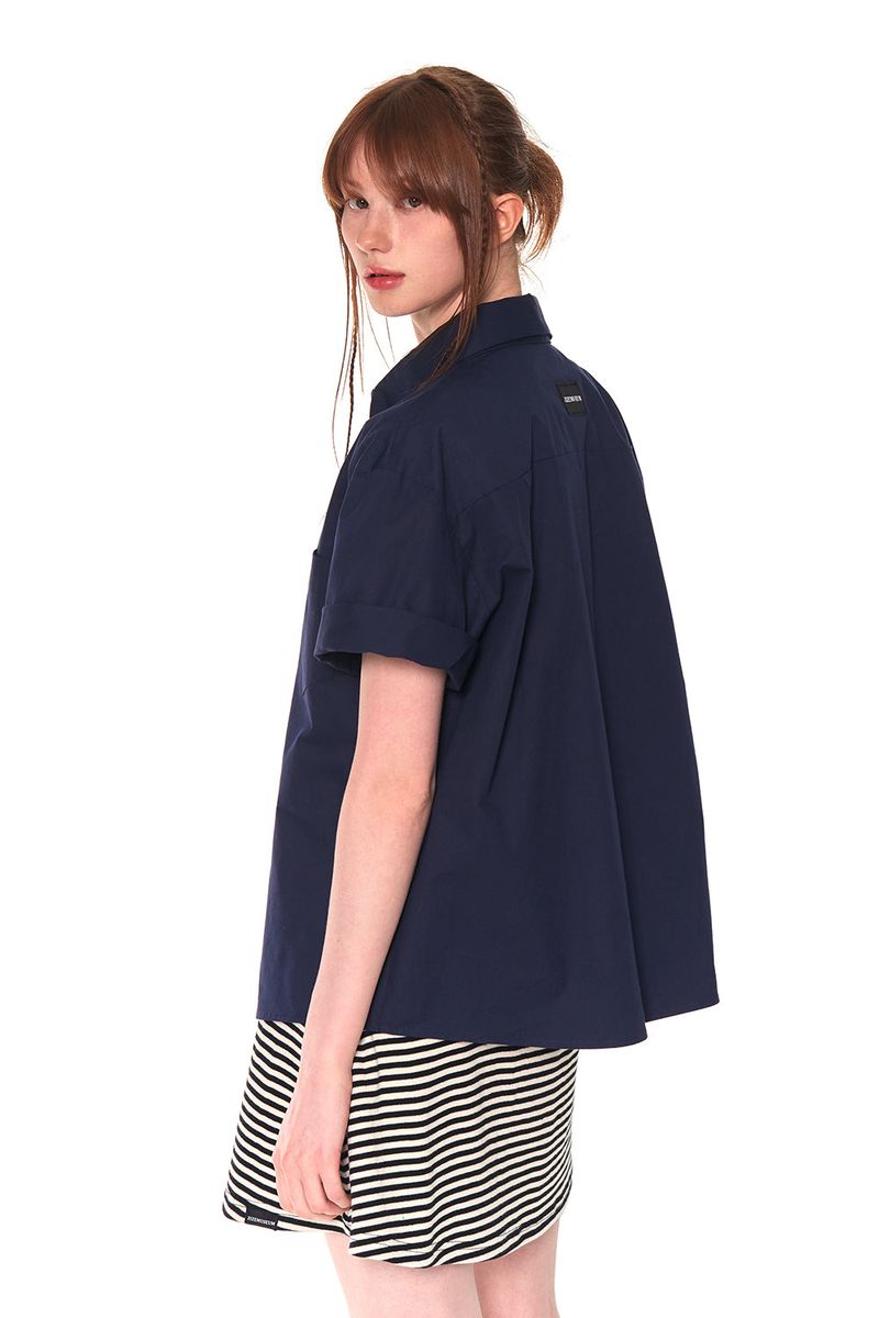 HALF COTTON OVERFIT SHIRTS (NAVY)