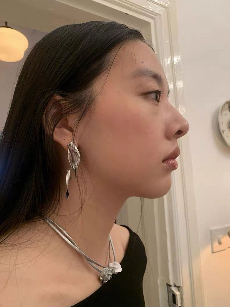 Silver ROSE choker necklace
