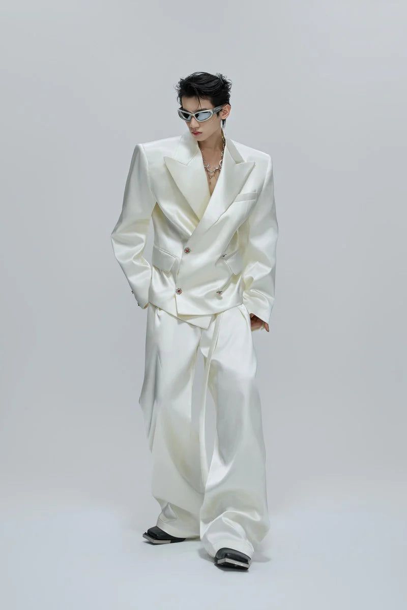 Glossy Cinched Waist Trousers