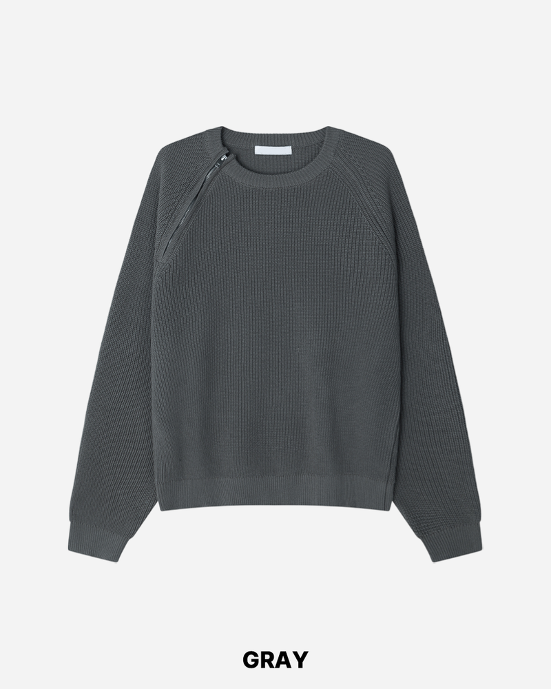 Sleek Zipper Round Knit