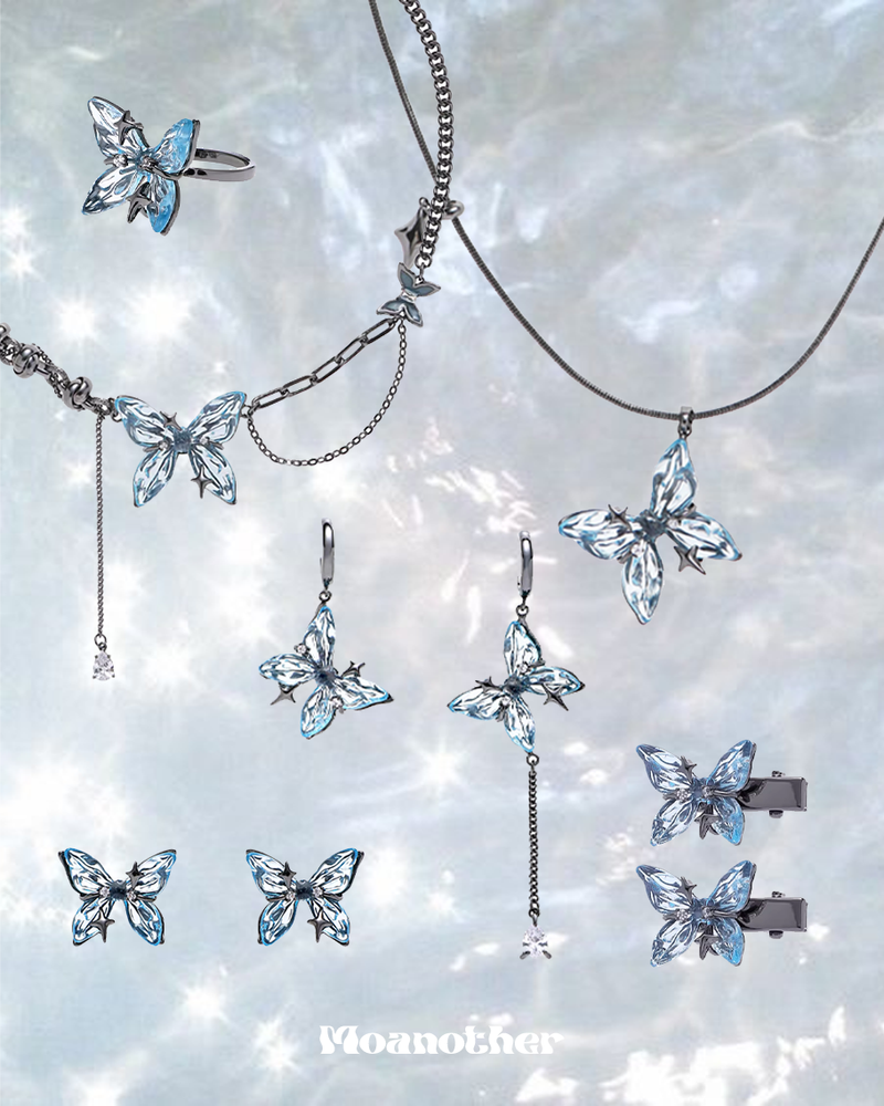 Blue Butterfly Long Necklace